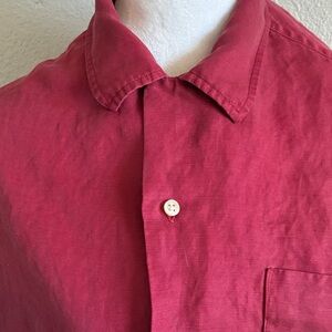 Ralph Lauren Men's Deep Red with a Pinkish Tone, Casual Button Down Shirt